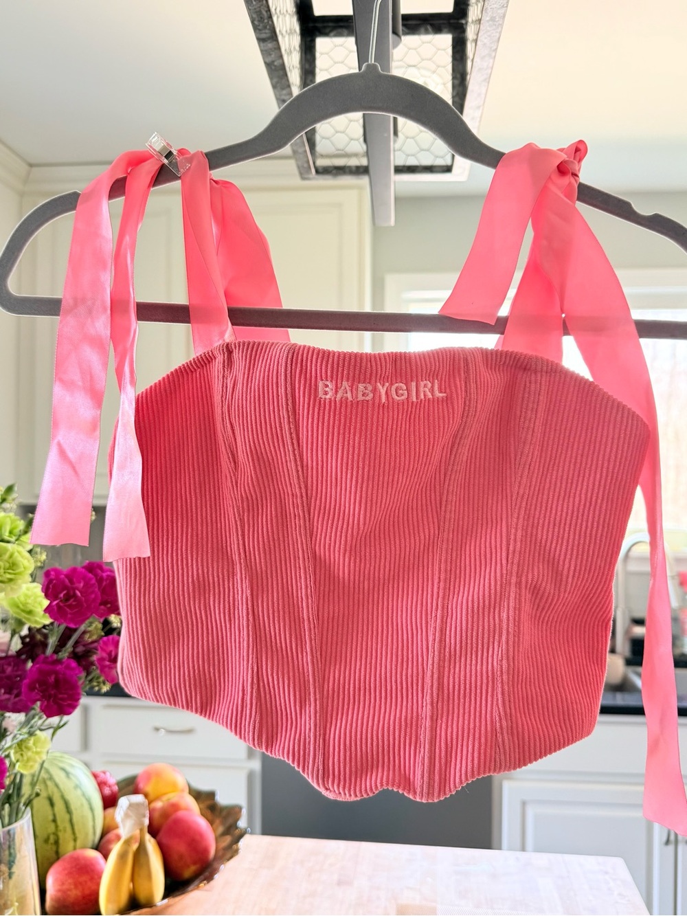 SHEIN Coral Pink Ribbed Tie-Shoulder Crop Top $8 xs , s, m